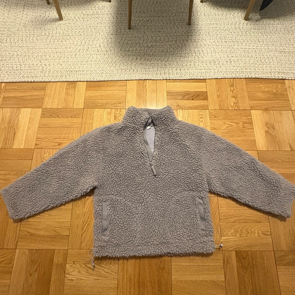 Anthropologie Light Gray Sherpa Pullover Sweater
